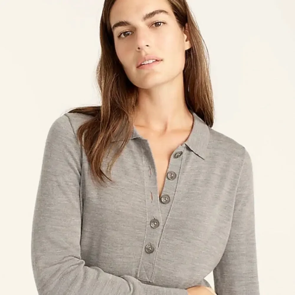 J. CREW Merino Wool Collared Midi Dress Gray XS